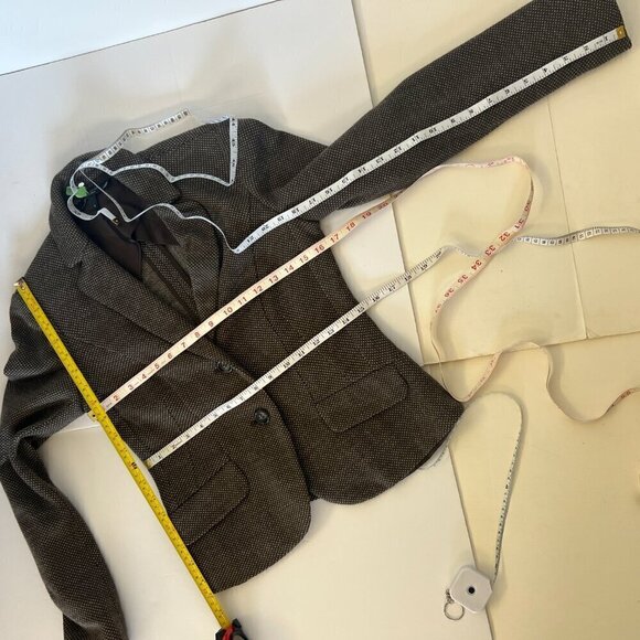 MaxMara Weekend Wool Blend Brown Cream Pattern Unconstructed 2Button Blazer Sz S - Picture 13 of 15